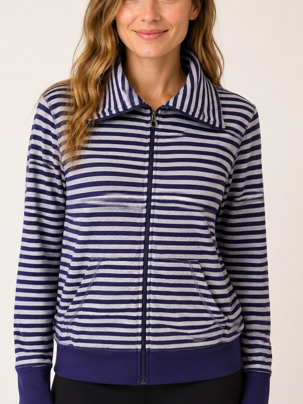 Calvin Klein Performance Velour Striped Full Zip Jacket Purple Gray M
